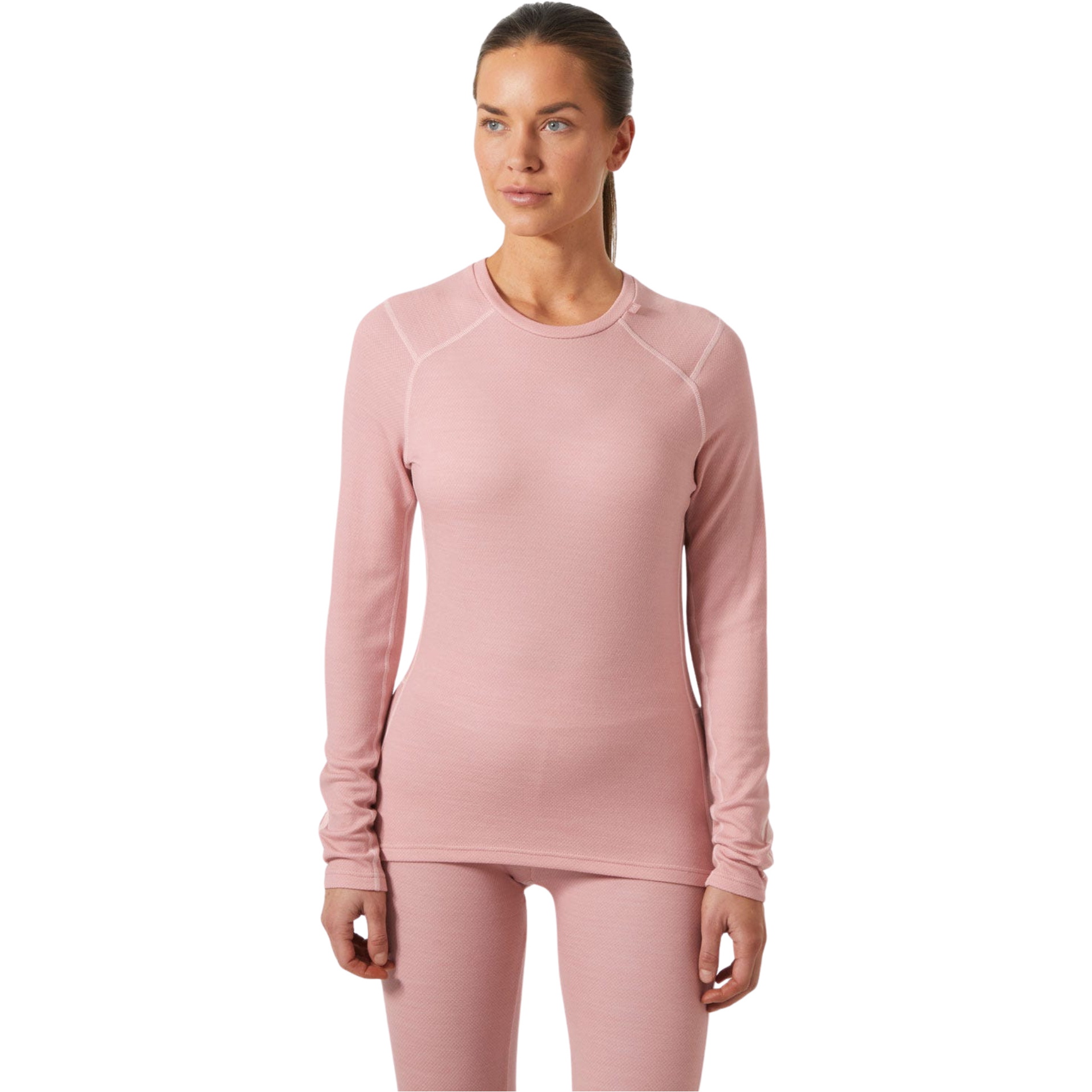 2025 Helly Hansen Da Donna Lifa Merino Midweight Crew Base Layer 49378 - Pink Salt